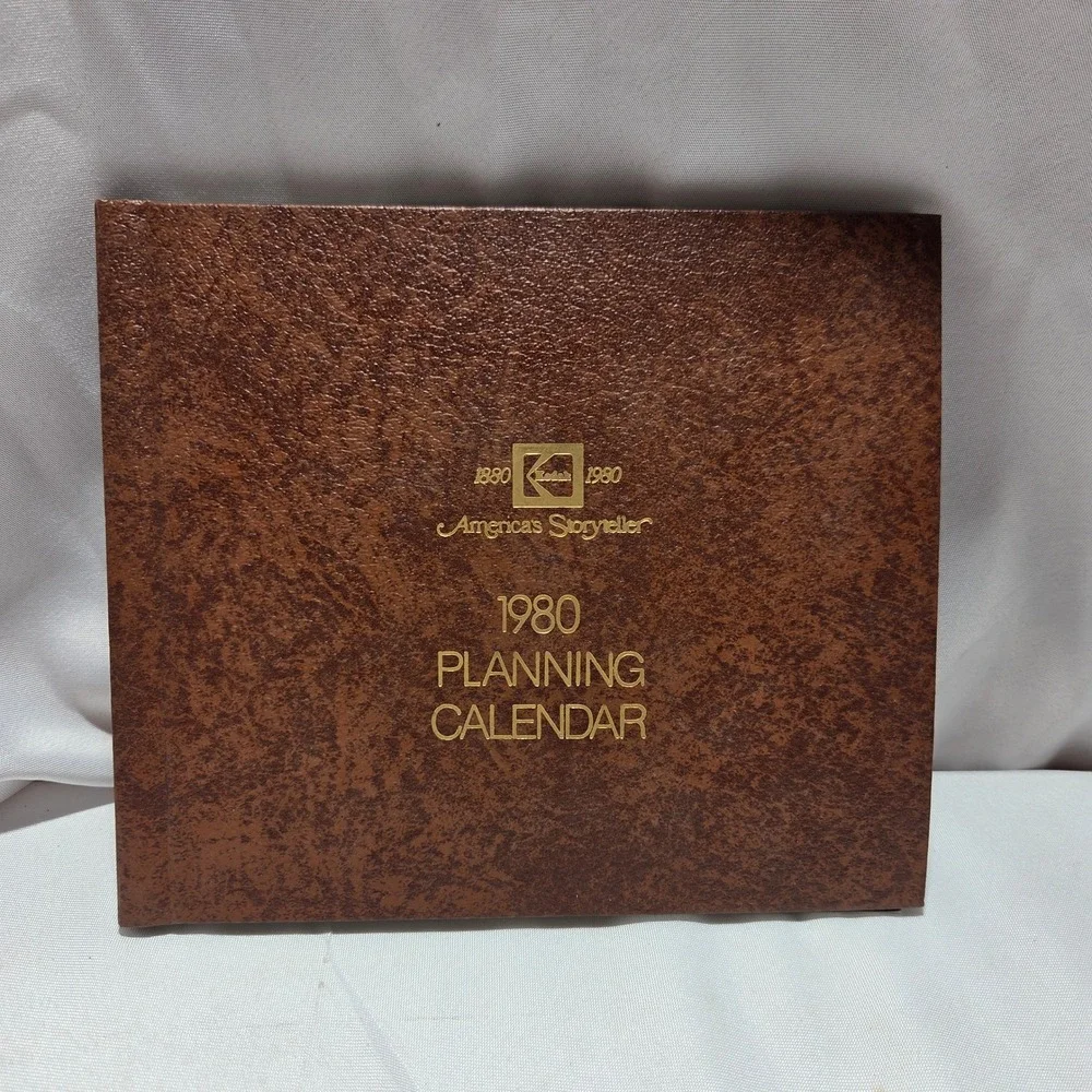 Vintage Kodak 1980 Plan Calendar Americas Storyteller Brown Faux Leather AC103